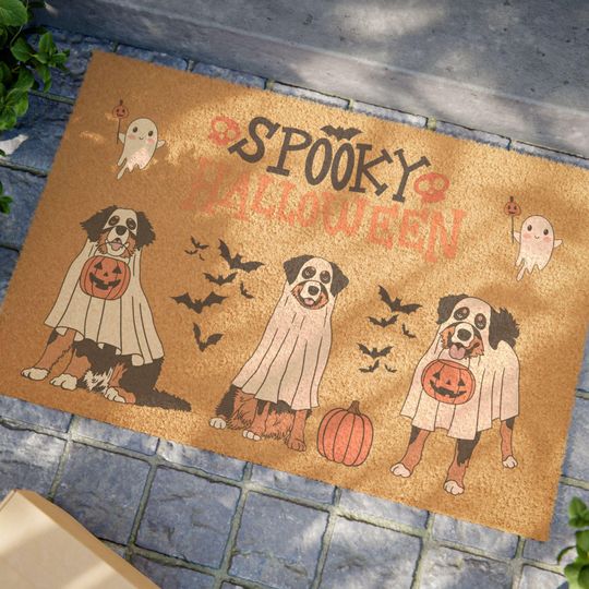Spooky Halloween Doormat - Festive Pet Welcome Mat for Dog Lovers, Fall Decor, Front Door Mat, Unique Trick-or-Treat Entryway Rug