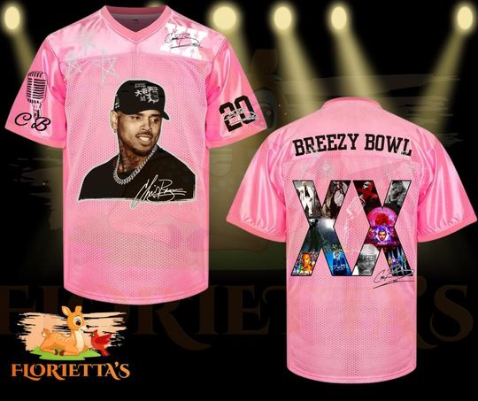 Chris Brown Breezy Bowl XX Tour 2025 Mesh Football Jersey, Breezy Bowl Fan Gear