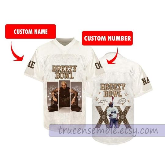 Personalized Chris Brown 2025 Tour Football Jersey, Breezy Bowl XX Mesh Football Jersey