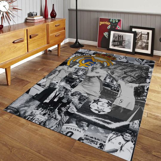 Rêal Madrid Rug, Soccer Rug, Custom Area Rug, Modern Sport Rug, R.M.A Fan Living Room Rug
