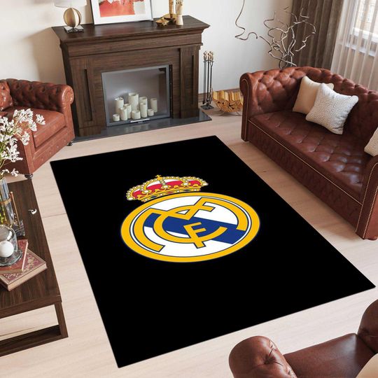 Rêal Madrid Rug, Champion Rug, Hala Madrid Rug, Black Decor, Living Room Rug