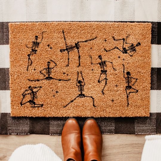 Dancing Skeleton Halloween Doormat, Autumn Welcome Mat, Halloween Home Decor, Halloween Decorations, Fall Door Mat, Housewarming Gift