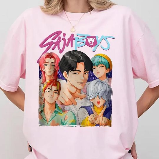 Saja Boys Boy Band T-Shirt, Kpop Demon Movie Shirt, Demon Hunters Merch, Kpop Huntrix Tee, Gift for Fan