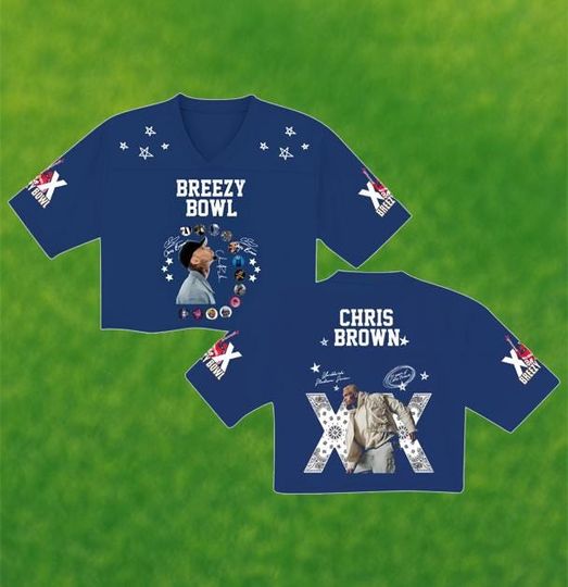 Chris Brown Breezy Bowl Jersey Shirt, Graphic Hip Hop Streetwear Crop Top, Concert Fan Gift Tee, Sports Style Shirt