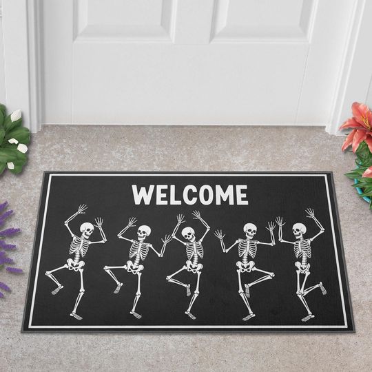 Dancing Skeleton Welcome Doormat, Funny Halloween  Door Mat, Skeleton Halloween Home Decor, Halloween Gift