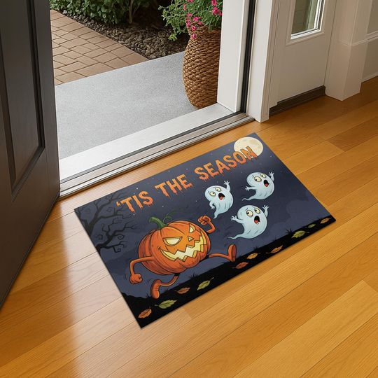 Funny Halloween Doormat: Pumpkin Ghosts - Spooky Fall Decor