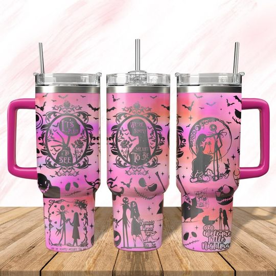 Jack And Sally Engraved Tumbler, Nightmare Before Christmas Stainless Tumbler