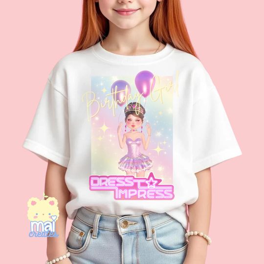Roblox | Dress To Impress Girl Youth "Birthday Girl" Party T-Shirt Gift