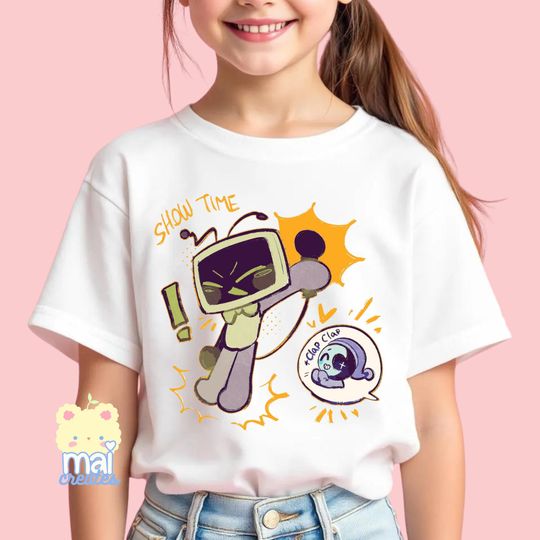 Roblox | Dandys World Vee + Astro Unisex Youth T-Shirt | Gamer Boys Girls Birthday Gift Present | Cute Characters