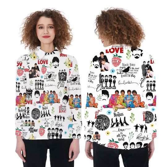 The Beatles Vintage Women Casual Shirt, The Beatles Blouse Shirt, Woman Shirt, Casual Women Shirt, Women's Blouse, Summer Blouse