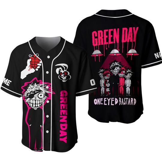 Green Day One Eyed Bastard Baseball Jersey