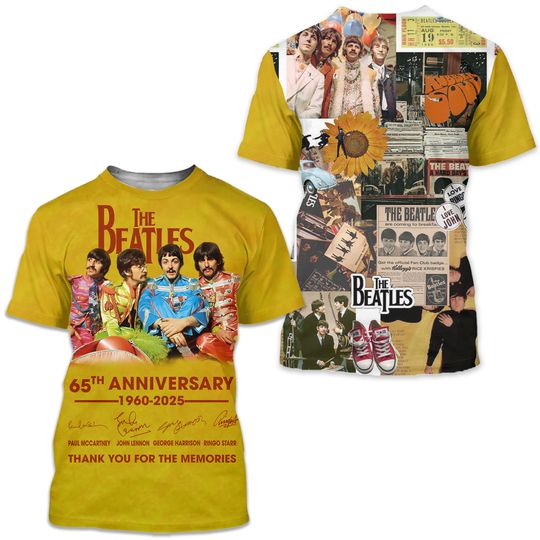 The Beatles 65 Anniversary 1960-2025 3D Shirt