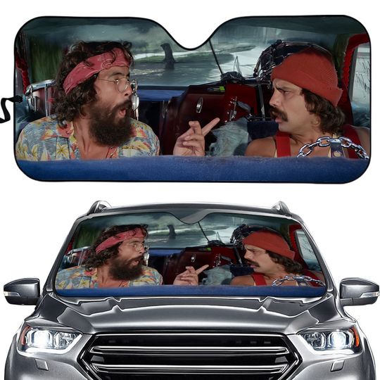 Cheech And Chong Painting Windshield Accessories Cheech And Chong Car Sun Shade, Car Sun Shades 57 x 27.5 Inches, Auto Sun Shade, Car Screen Decor