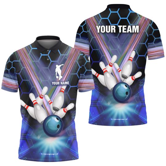 Custom Name Polo Bowling Jersey 3D Ladies Bowling Women 3D Polo Shirt
