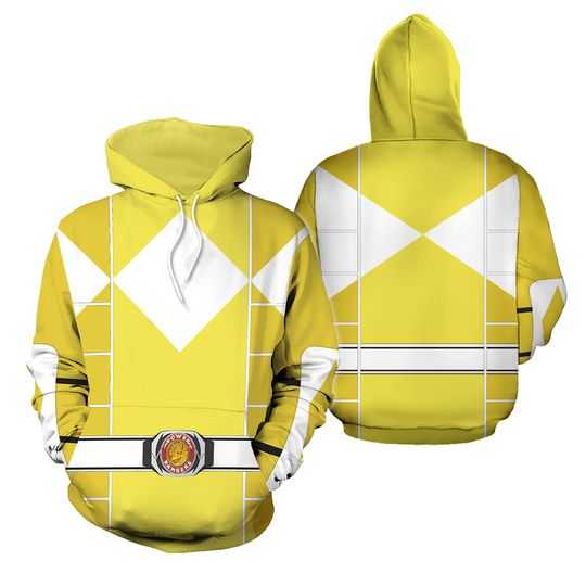 Yellow Mighty Morphin Power Ranger Cosplay C2 - Hoodie Set, Sweatshirt,