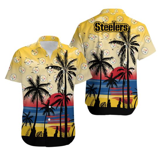 Pittsburgh S.t.e.e.l.e.r Sunset Beach Hawaiian Shirt, Gift for Fan