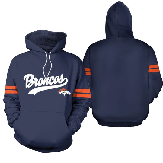 Vintage 90's football Denver Broncos Lightweight Hoodie 3D Logo