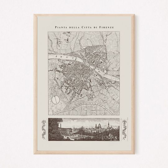 FLORENCE ITALY MAP, Vintage Italy Map Print, Firenze Retro Map, Professional Reproduction, Antique Italian Map, 1910s, Map of Florence