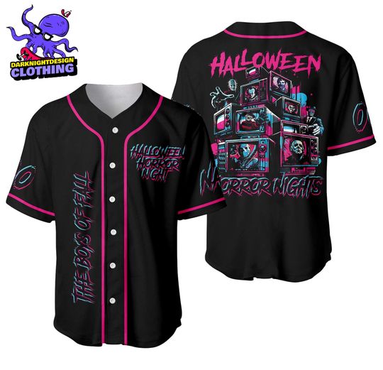 Discover Halloween HN Personalized Baseball Jersey, The Boys of Fall Spooky Baseball Shirt, Horror Movie Jersey Gift