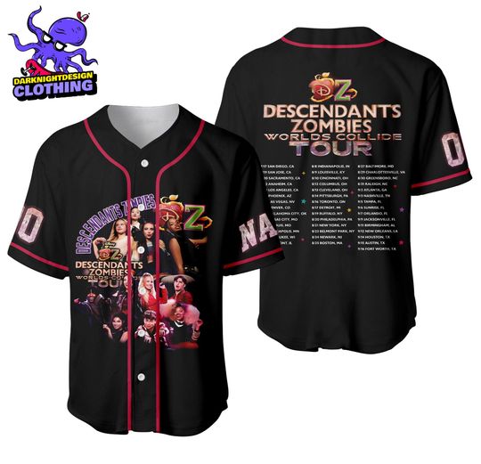 Discover Zombies World Tour Personalized Baseball Jersey, Descendants Zombies Worlds Collide Tour Tees - Descendants Team Matching Shirt