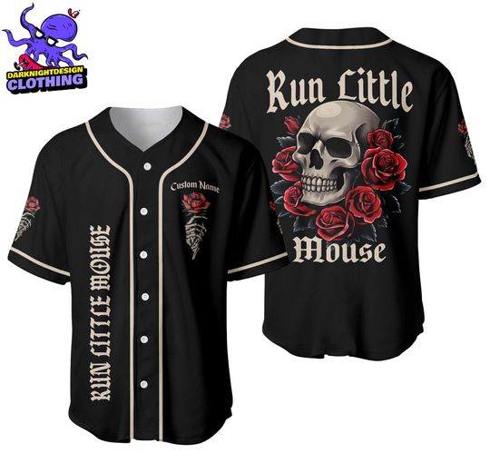 Discover Run Little Mouse Custom Jersey Baseball Shirt, Rose Skeleton Shirt, Haunting Adeline Tshirt, Dark Romance Merch, Smut Reader