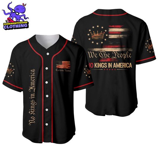 Discover We The People No Kings In America Personalized Baseball Jersey, Pro Democracy Shirt, 4th Of July Feminist Liberal American Protest Tee