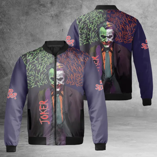 Joker Why So Serious Horror Clown Bomber Jacket for Men, Dad, Grandpa