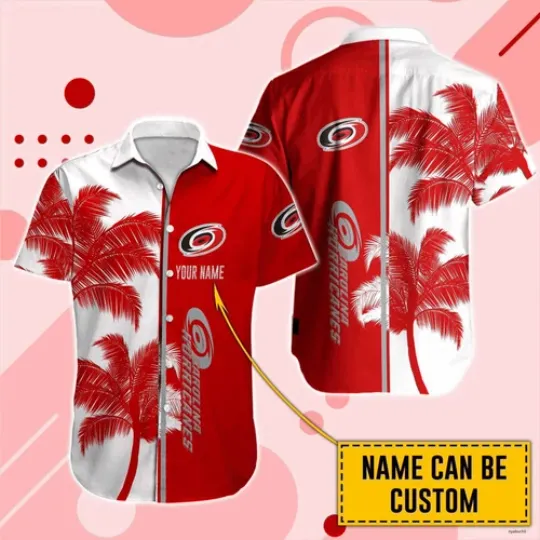 Discover Personalized Carolina Hurricanes Palm Bliss Hawaiian Shirt Hockey Aloha Shirt