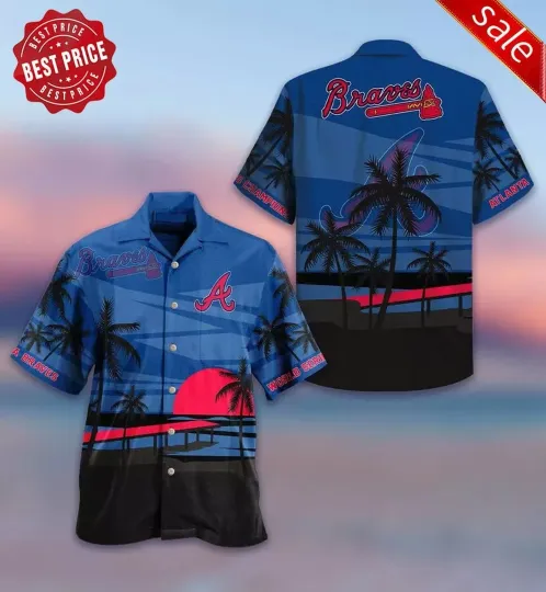 Discover Atlanta Braves Championship Sunset Hawaiian Shirt, Gift for Fan
