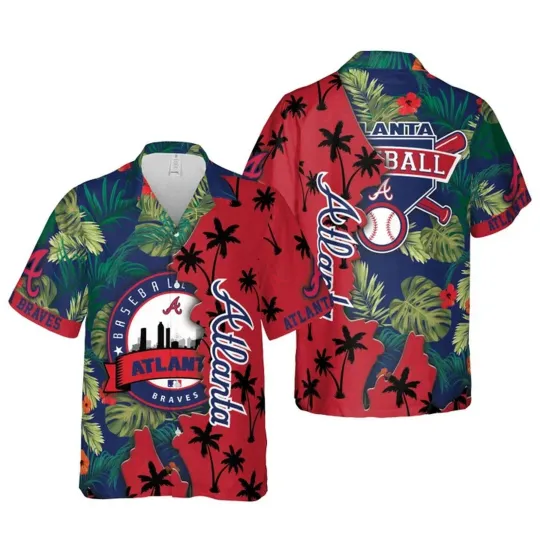 Atlanta Braves Palm Sunset Hawaiian Shirt, Gift for Fan