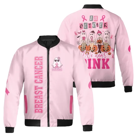 Discover Personalized Halloween Boos Pink Bomber Jacket
