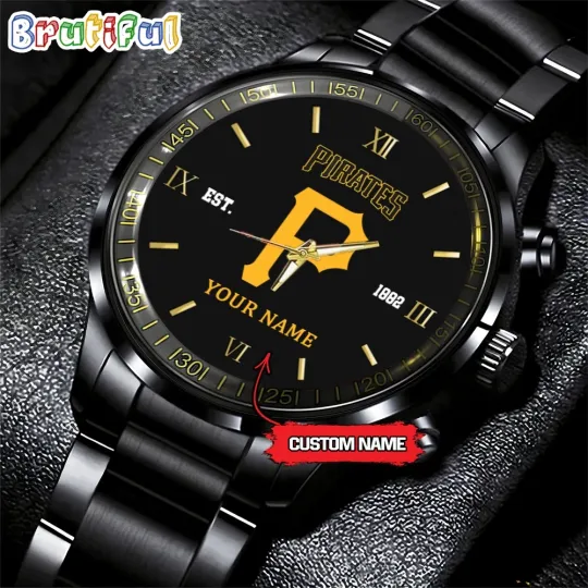 Custom Pittsburghs Team-Pirates Baseball Stainless Steel Watch
