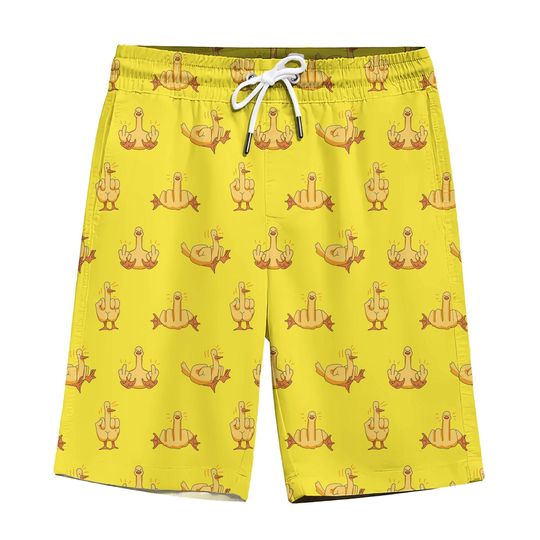 Funny Duck Pattern Hawaiian Shorts for Men