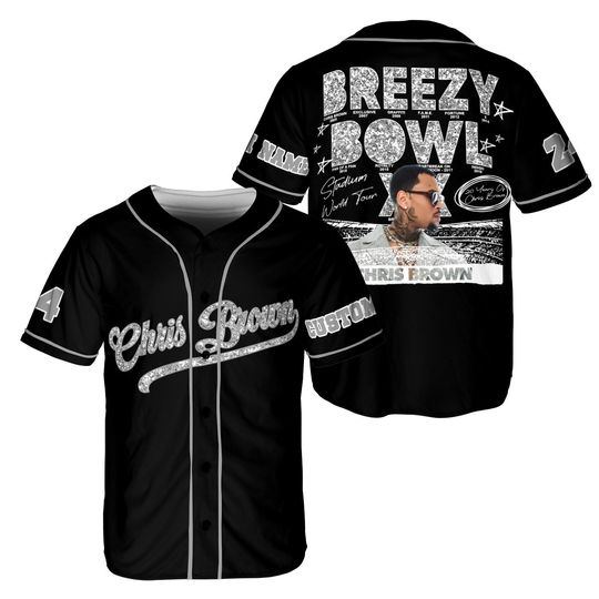 Discover Customized Chris Brown Breezy Bowl XX Tour Baseball Jersey, Chris Brown Tour Jersey Shirt, Breezy Bowl XX Baseball Shirt, Chris Brown Merch