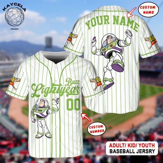 Discover Custom Disney Buzz Lightyear Toy Story Baseball Jersey, Baseball Jersey Team, Disney Baseball Team Outfit, Gift for Kids, Disneyland Trip