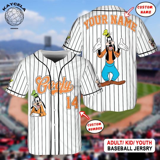 Discover Custom Disney Goofy Baseball Jersey, Custom Kid Youth Adult Disney Jersey, Mickey Disneyland Trip Gift for Sport Fans, Birthday Boy Tee