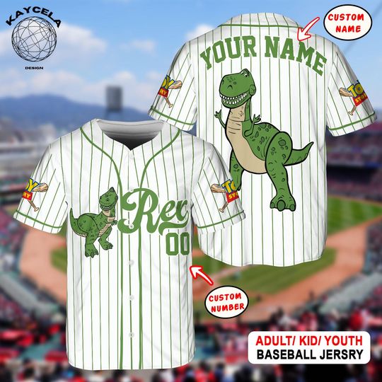 Discover Custom Disney Toy Story Rex Baseball, Custom Kids Youth Adult Disney Baseball Jersey Sports Outfits Cute Gifts For Fan Disney, Toy Story Fan