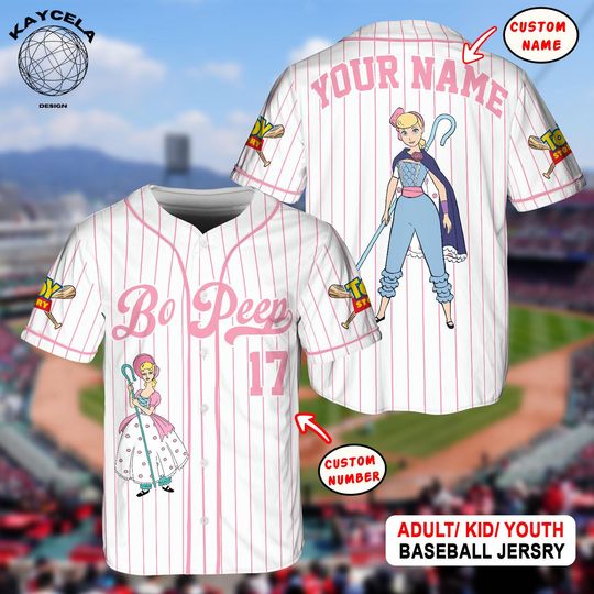 Discover Custom Disney Toy Story Bo Peep Baseball, Custom Name Kids, Youth, Adult Disney Baseball Jersey Team Outfit Pixar Toy Story Gift For Fan