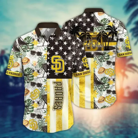 Discover San Diego Padres Stars & Stripes Hawaiian Shirt, Gift for Fan