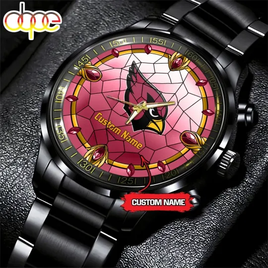 Custom Arizonas Team Cardinals Stainless Steel Watch