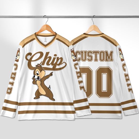 Discover Personalized Chip Hockey Jersey, Custom Disney Chipmunks Shirt, Chip and Dale Hockey Outfit, Disney Hockey Gift
