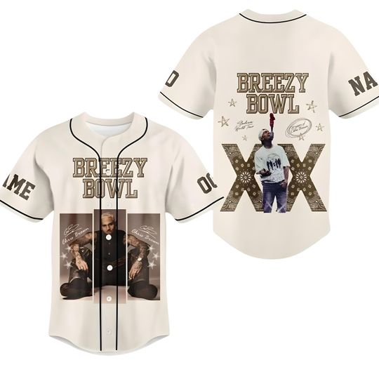 Personalized Chris Brown XX 2025 Baseball Jersey, Custom Tour Shirt, Baseball Jersey for Adult Youth Kid, Breezy Bowl XX Baseball Jersey