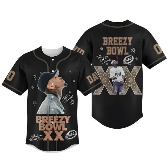 Chris Brown Breezy Bowl XX 2025 Baseball Jersey, Custom Tour Shirt, Baseball Jersey for Adult Youth Kid, Breezy Bowl XX Baseball Jersey