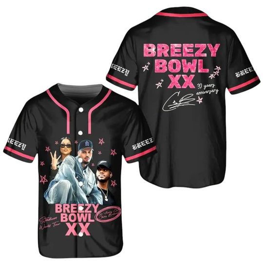 Discover Chris Brown XX 2025 Baseball Jersey, Custom Tour Shirt, Baseball Jersey for Adult Youth Kid, Breezy Bowl XX Baseball Jersey, Chris Brown XX