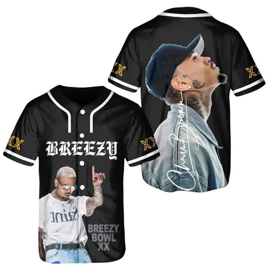 Discover Chris Brown Breezy Bowl 2025 Baseball Jersey, Breezy Bowl Shirt, Baseball Jersey for Adult Youth Kid, Breezy Bowl XX Baseball Jersey