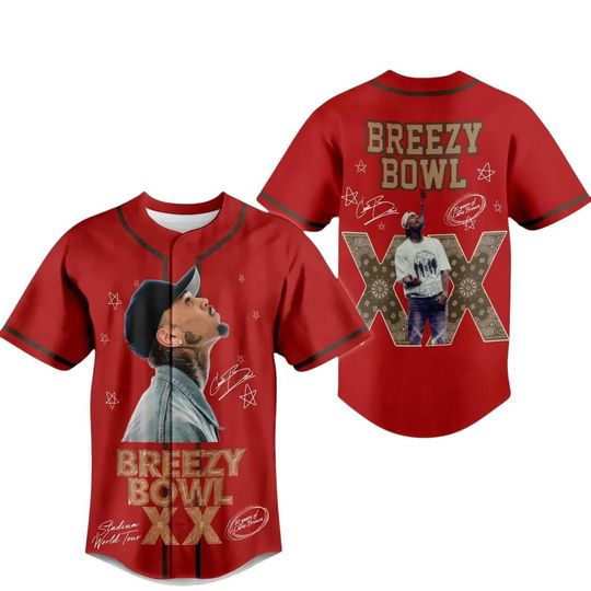 Discover Chris Brown XX 2025 Baseball Jersey, Custom Tour Shirt, Baseball Jersey for Adult Youth Kid, Breezy Bowl XX Baseball Jersey, Chris Brown XX