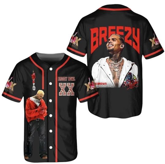 Discover Chris Brown Breezy Bowl 2025 Baseball Jersey, Custom Tour Shirt, Baseball Jersey for Adult Youth Kid, Breezy Bowl XX Baseball Jersey