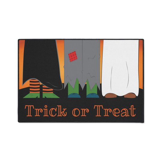 Discover Halloween Trick or Treat Floor Mat: Spooky Home Entrance Decor