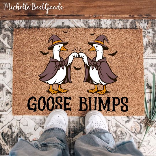 Discover Goose Bumps Halloween Doormat, Funny Goose Decor, Halloween Door Mat, Welcome Mat, Witch Halloween Doormat, Spooky Doormat, Trick or Treat