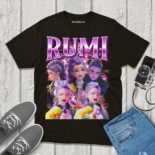 Discover Rumi Kpop Demon Hunters Shirt Huntrix Kpop Saja Boys Hunter Bootleg Unisex Vintage Shirt
